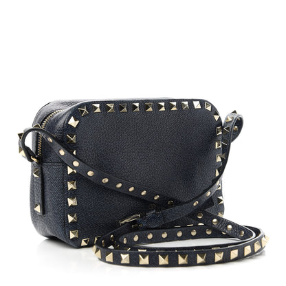 Valentino Garavani Pebbled Calfskin Rockstud Camera Crossbody Bag Deep Denim 3 of 7