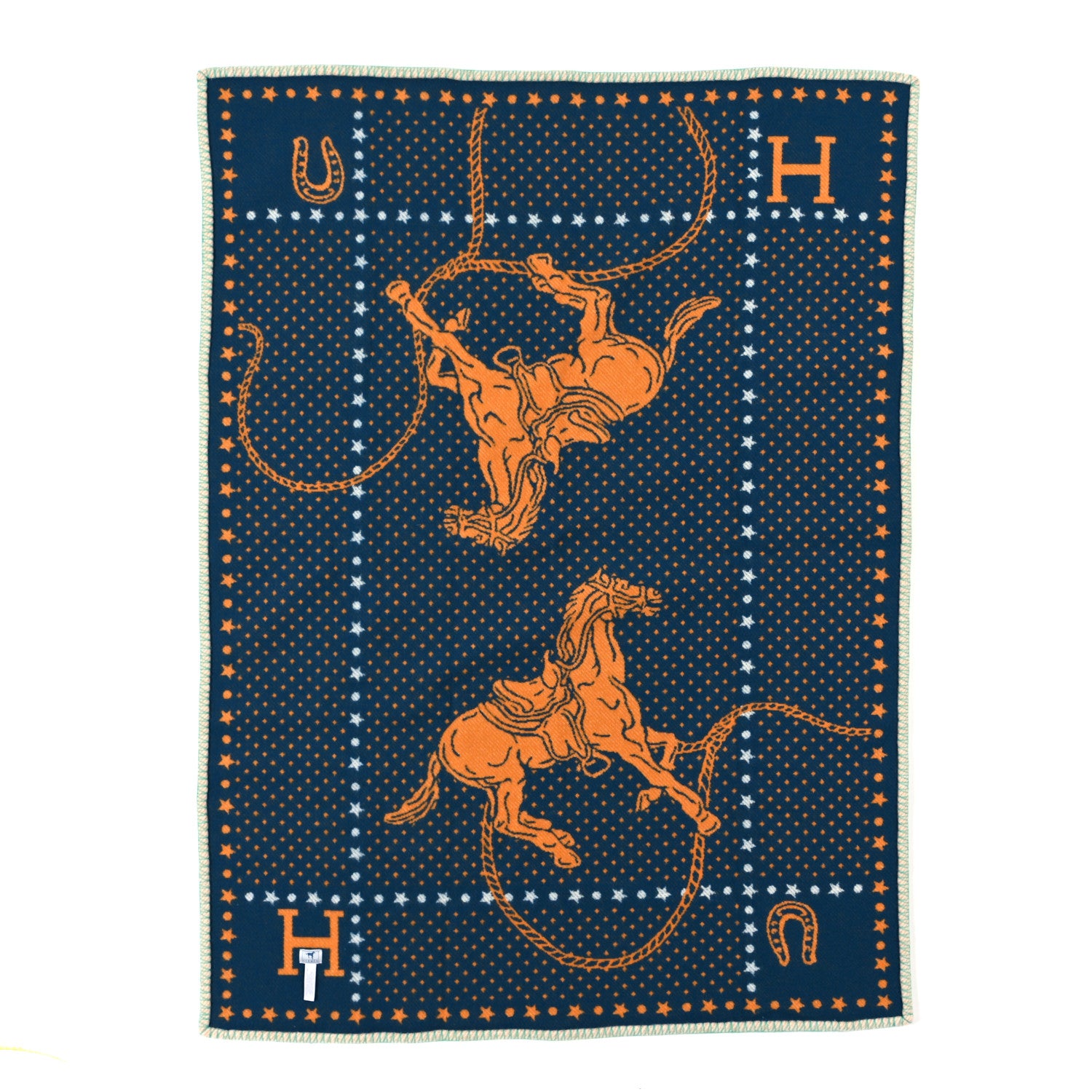 Hermes Wool Cashmere Western And Company Blanket Indigo 2 of 3