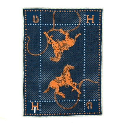 Hermes Wool Cashmere Western And Company Blanket Indigo 2 of 3