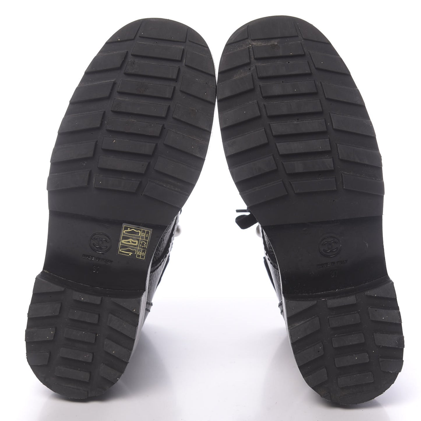 Calfskin Velvet Pearl Combat Short Boots 37 Black