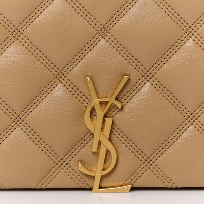 Saint Laurent Lambskin Diamond Quilted Becky Chain Wallet Natural Tan 8 of 13