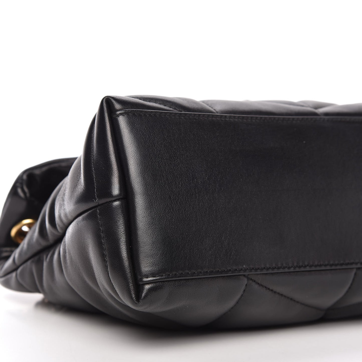 Lambskin Quilted Small Loulou Puffer Monogram Chain Satchel Black