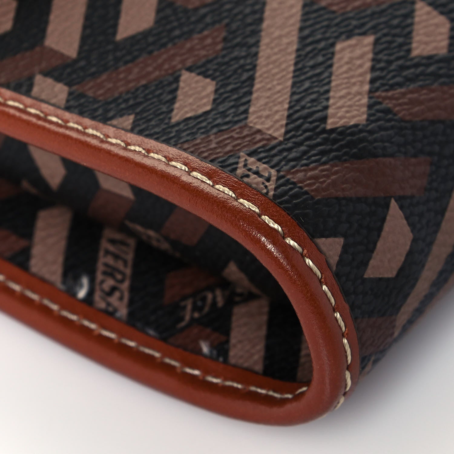 Versace Coated Canvas La Greca Signature Wallet On Chain Black Caramel 7 of 14