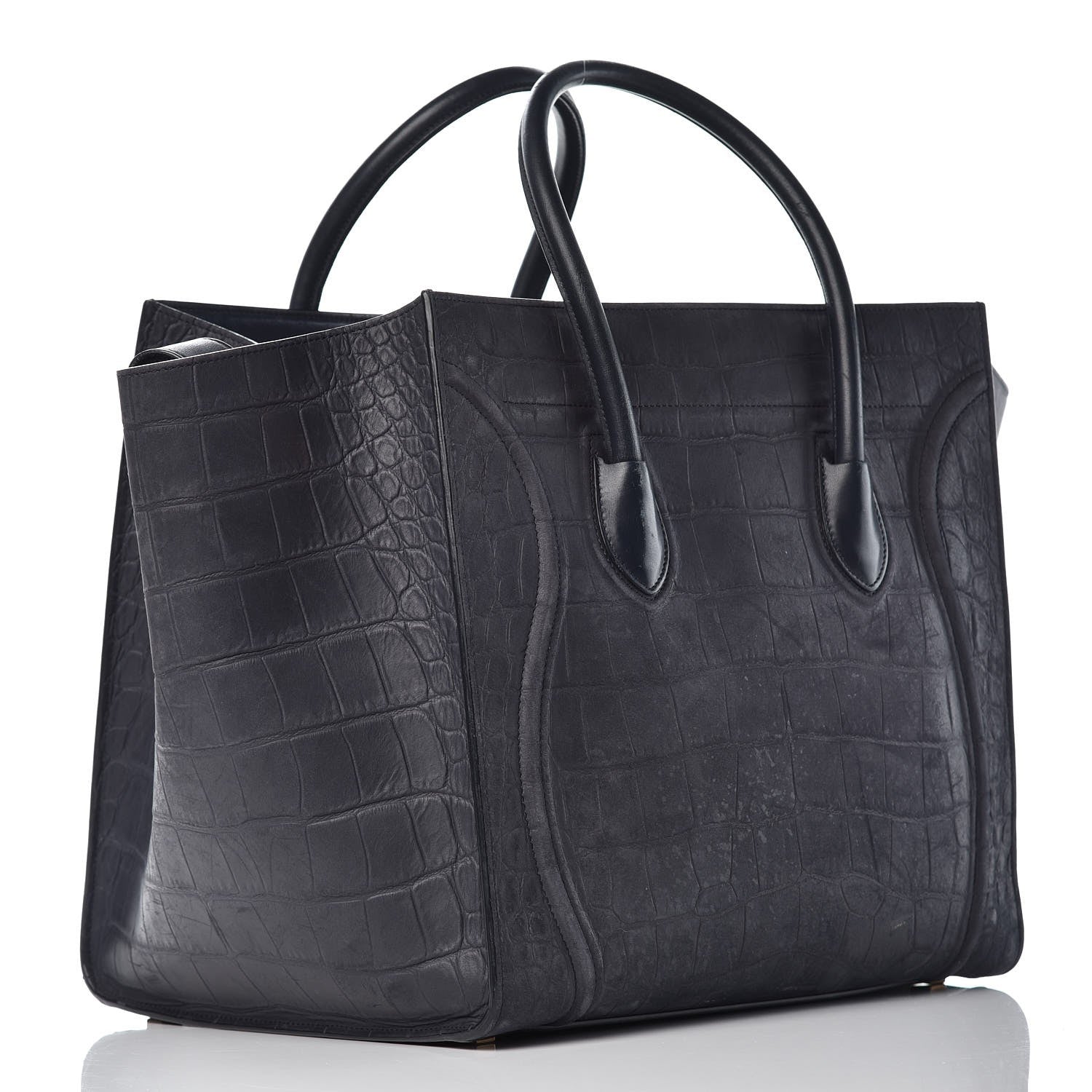Celine Crocodile Embossed Nubuck Medium Phantom Luggage Navy 3 of 24