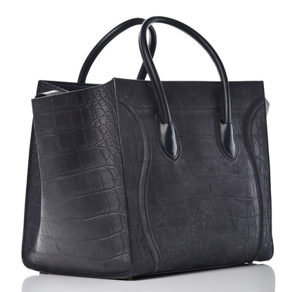 Celine Crocodile Embossed Nubuck Medium Phantom Luggage Navy 3 of 24