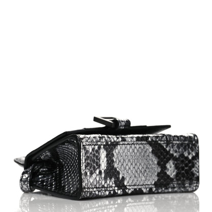 Balenciaga Shiny Calfskin Python Effect Hourglass Top Handle Bag Mini Silver Black 3 of 9