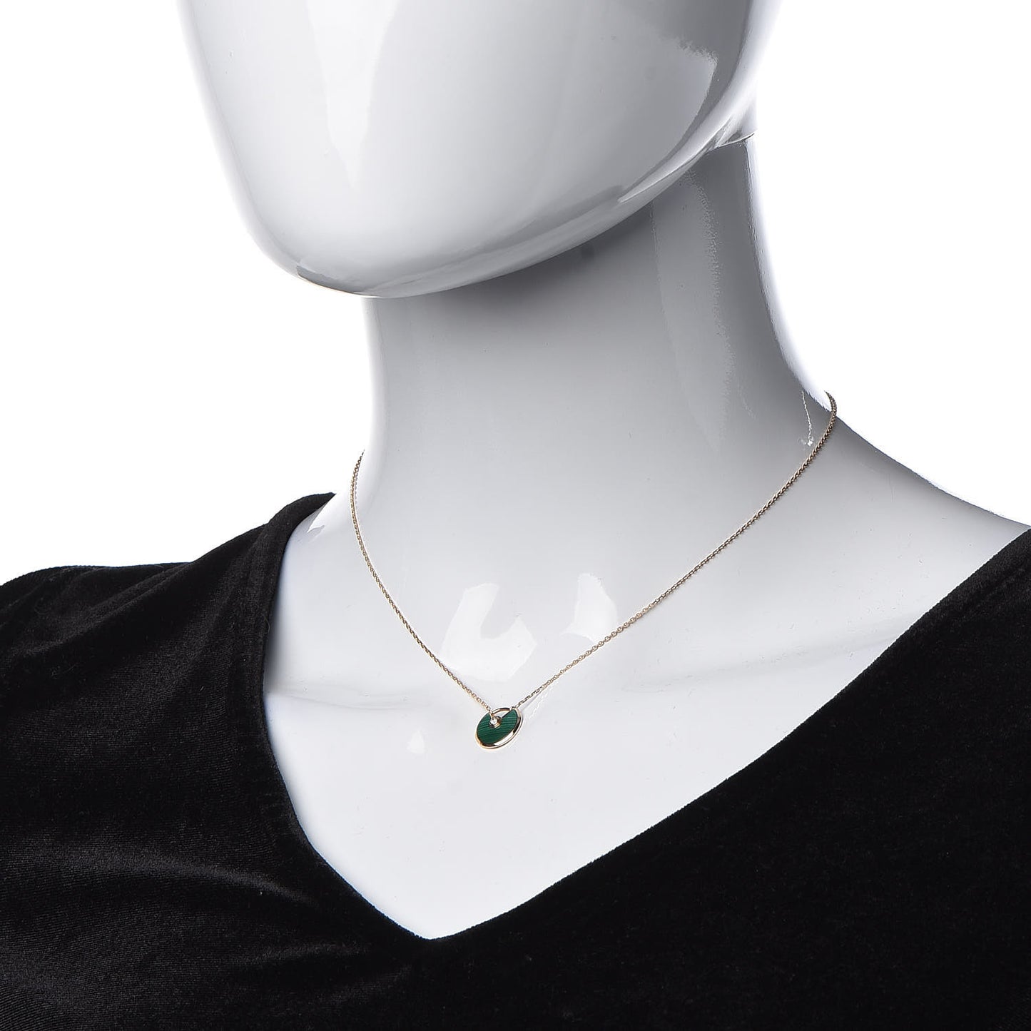 18K Pink Gold Diamond Malachite XS Amulette de Cartier Pendant Necklace