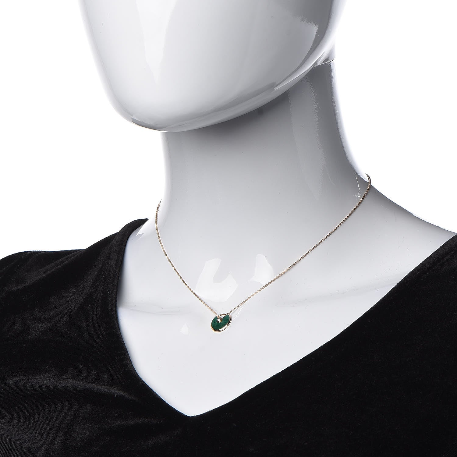 Cartier 18K Pink Gold Diamond Malachite XS Amulette de Cartier Pendant Necklace 2 of 7