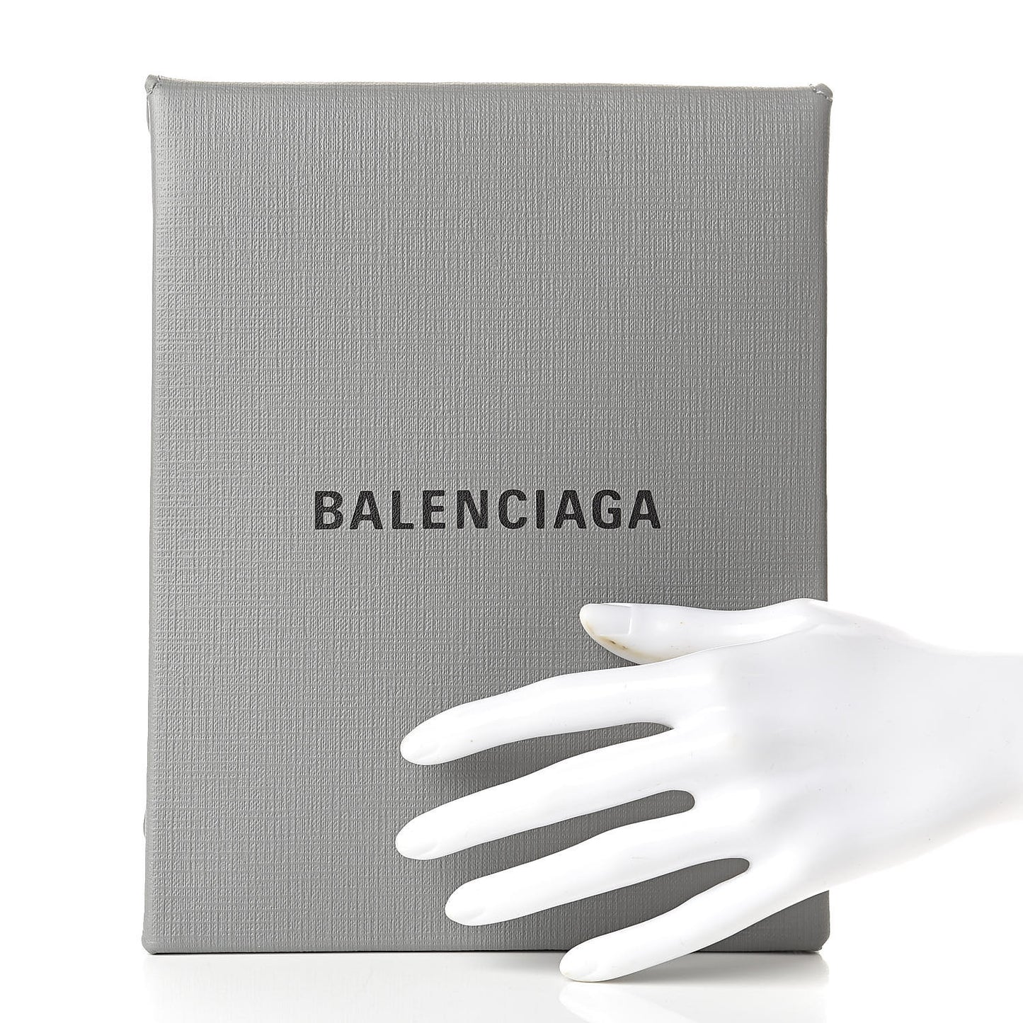 Squared Calfskin Logo Shopping Envelope Clutch Balenciaga Grey
