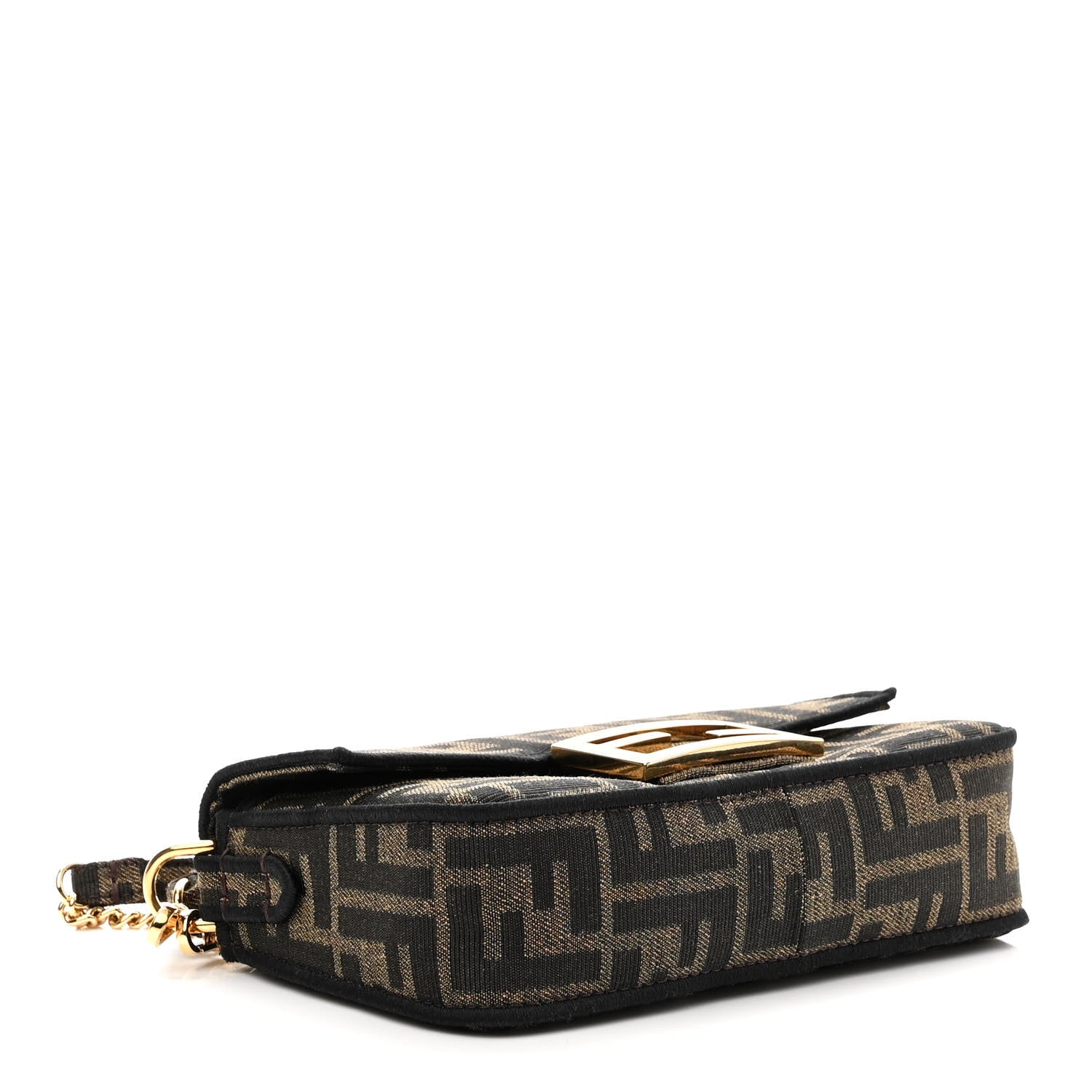 Fendi Fabric Jacquard FF 1974 Mini Baguette Tobacco Moro Black 4 of 11