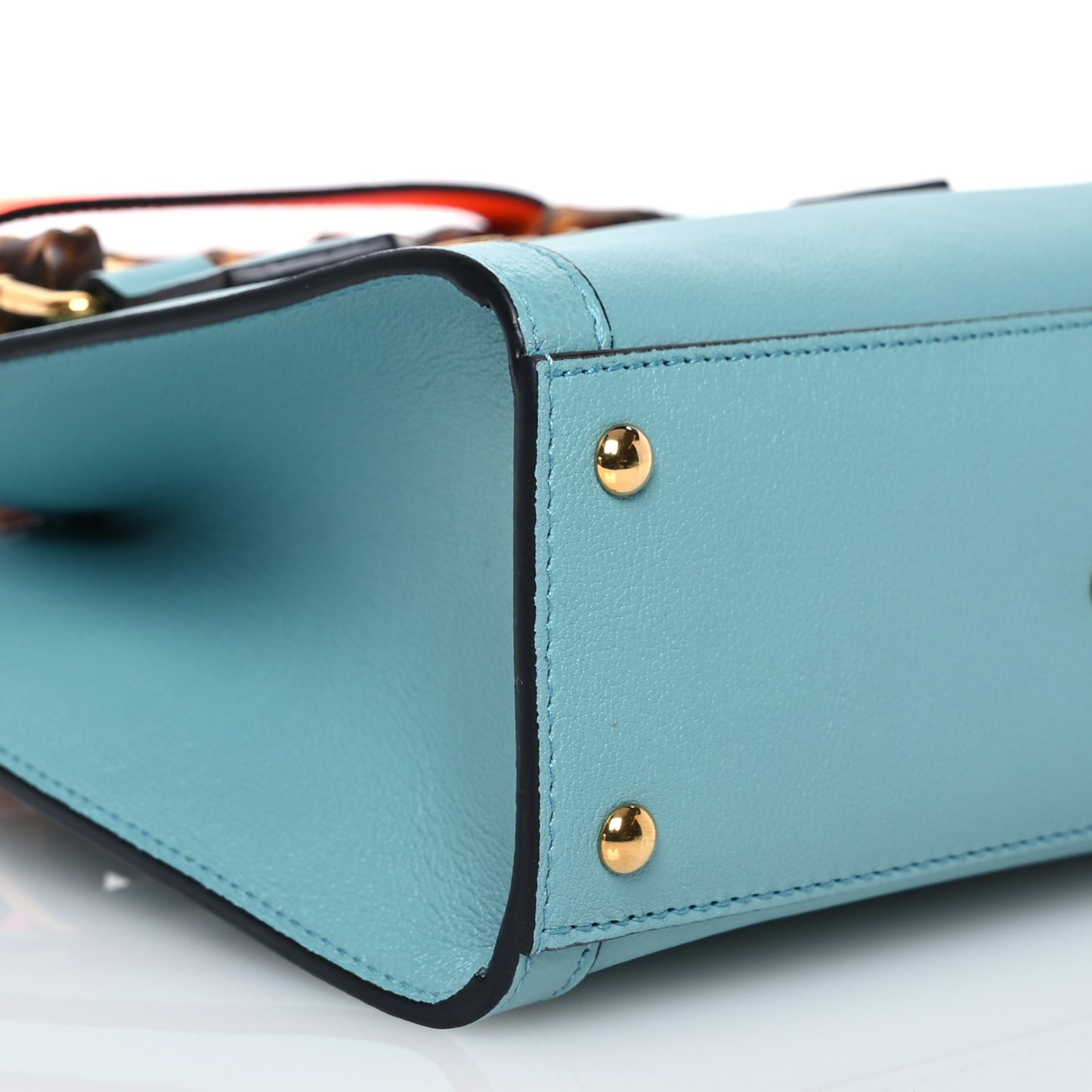 Wonka Grain Calfskin Mini Diana Tote Bag Dusty Azure Orange Fluo