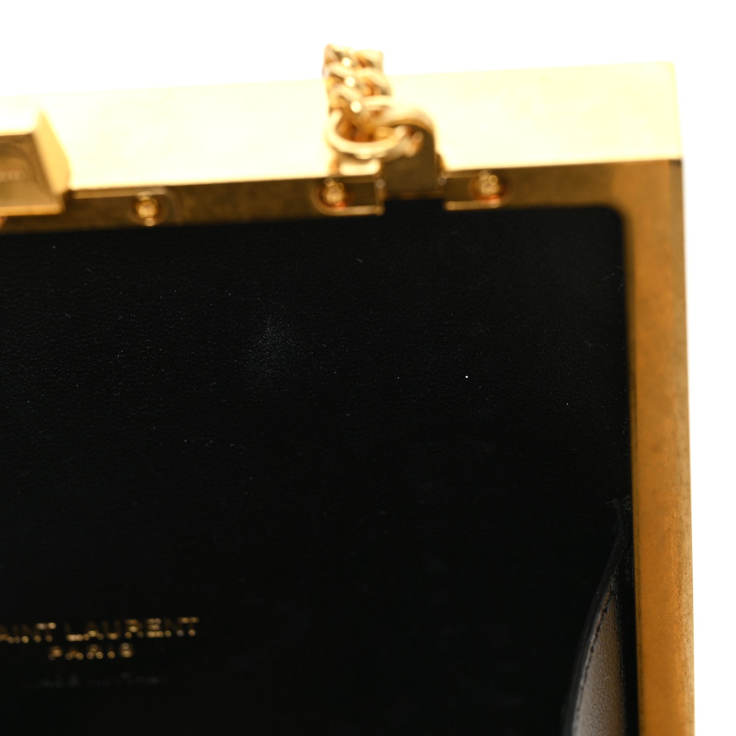 Plexiglass Monogram Minaudiere Tuxedo Box Clutch Shaded Green Oro Antico