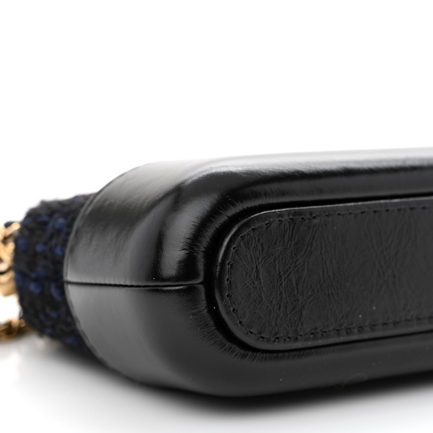Tweed Calfskin Small Gabrielle Clutch With Chain Black Blue