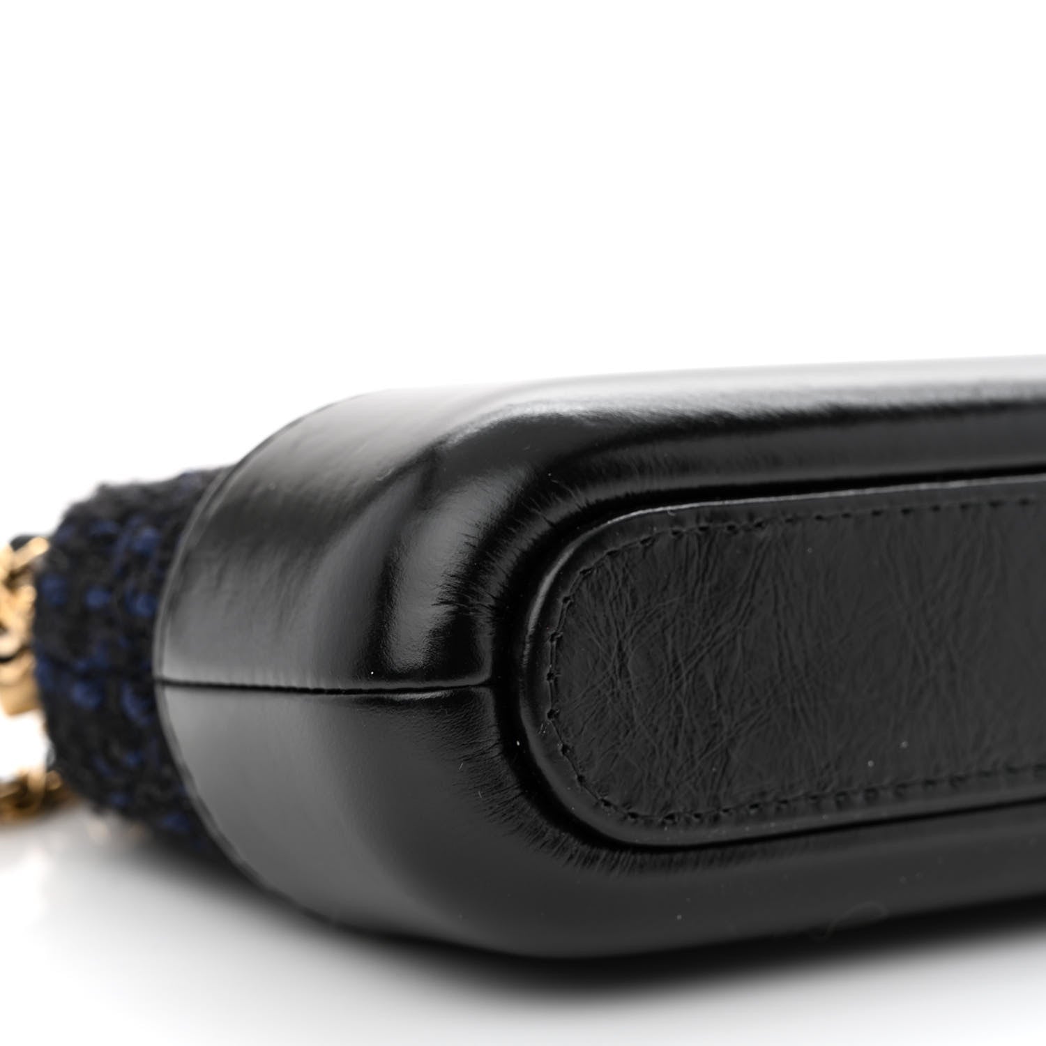 Chanel Tweed Calfskin Small Gabrielle Clutch With Chain Black Blue 12 of 17