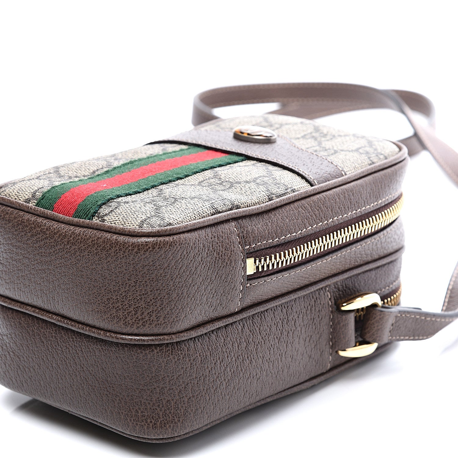 Gucci GG Supreme Monogram Web Mini Ophidia Double Zip Crossbody Bag Beige New Acero 8 of 9