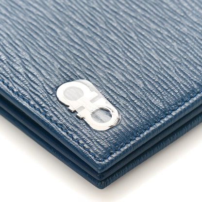 Salvatore Ferragamo Stamped Calfskin Gancini Revival Bi-Fold Wallet Blue 8 of 8