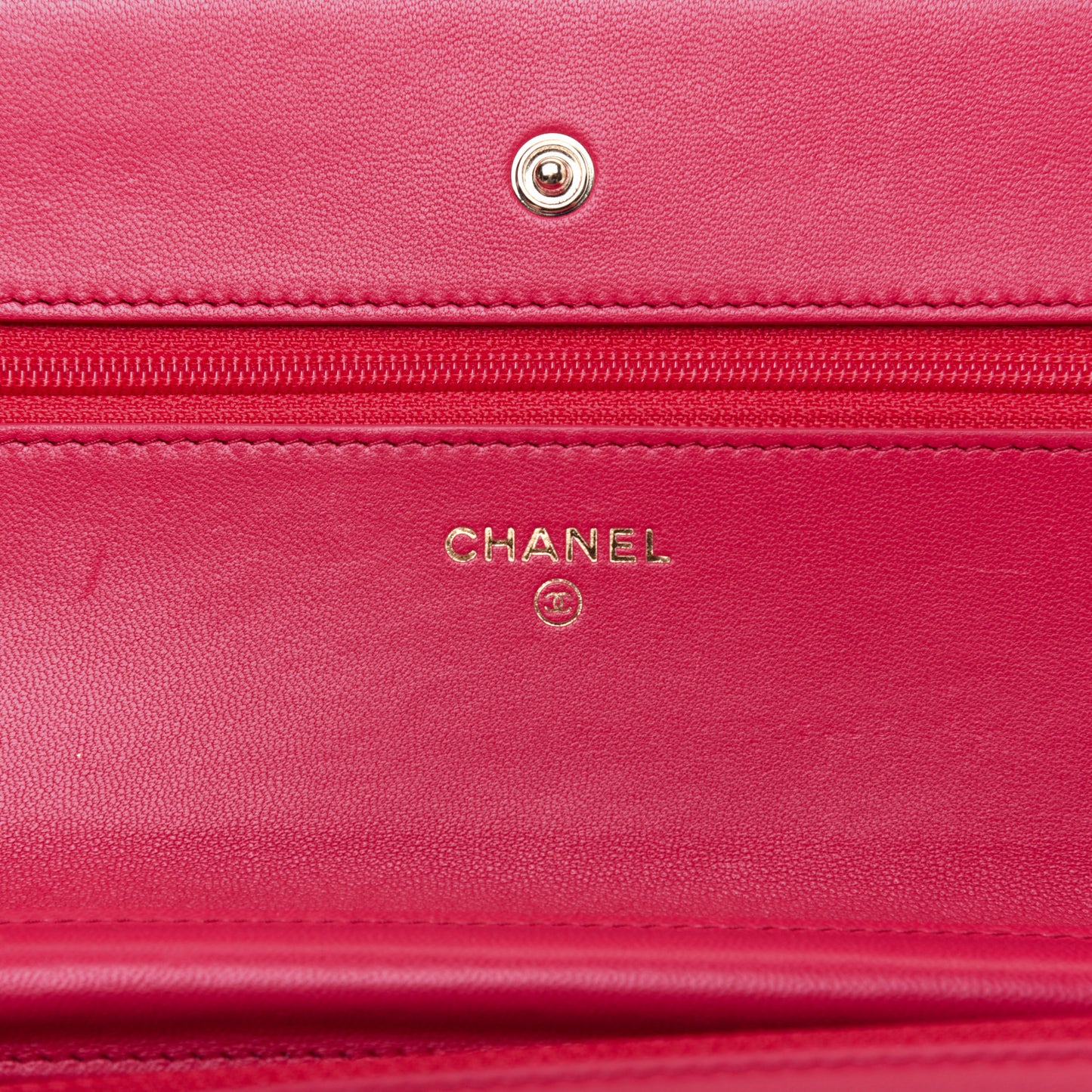 Lambskin Quilted Wallet On Chain WOC Light Red