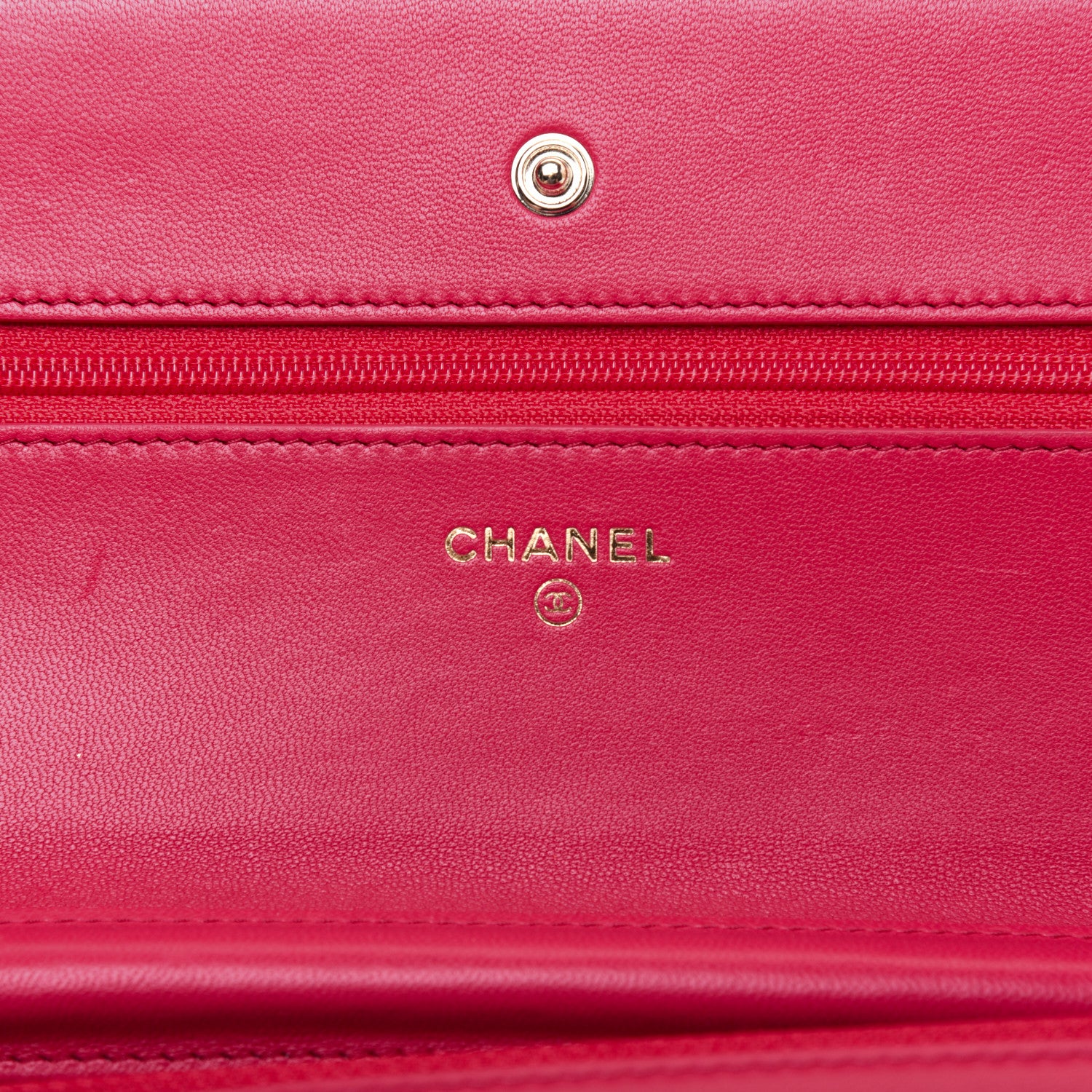 Chanel Lambskin Quilted Wallet On Chain WOC Light Red 9 of 20