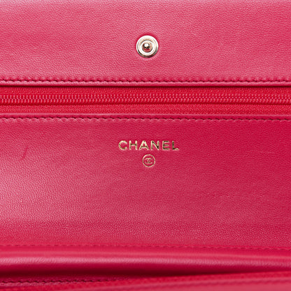 Chanel Lambskin Quilted Wallet On Chain WOC Light Red 9 of 20