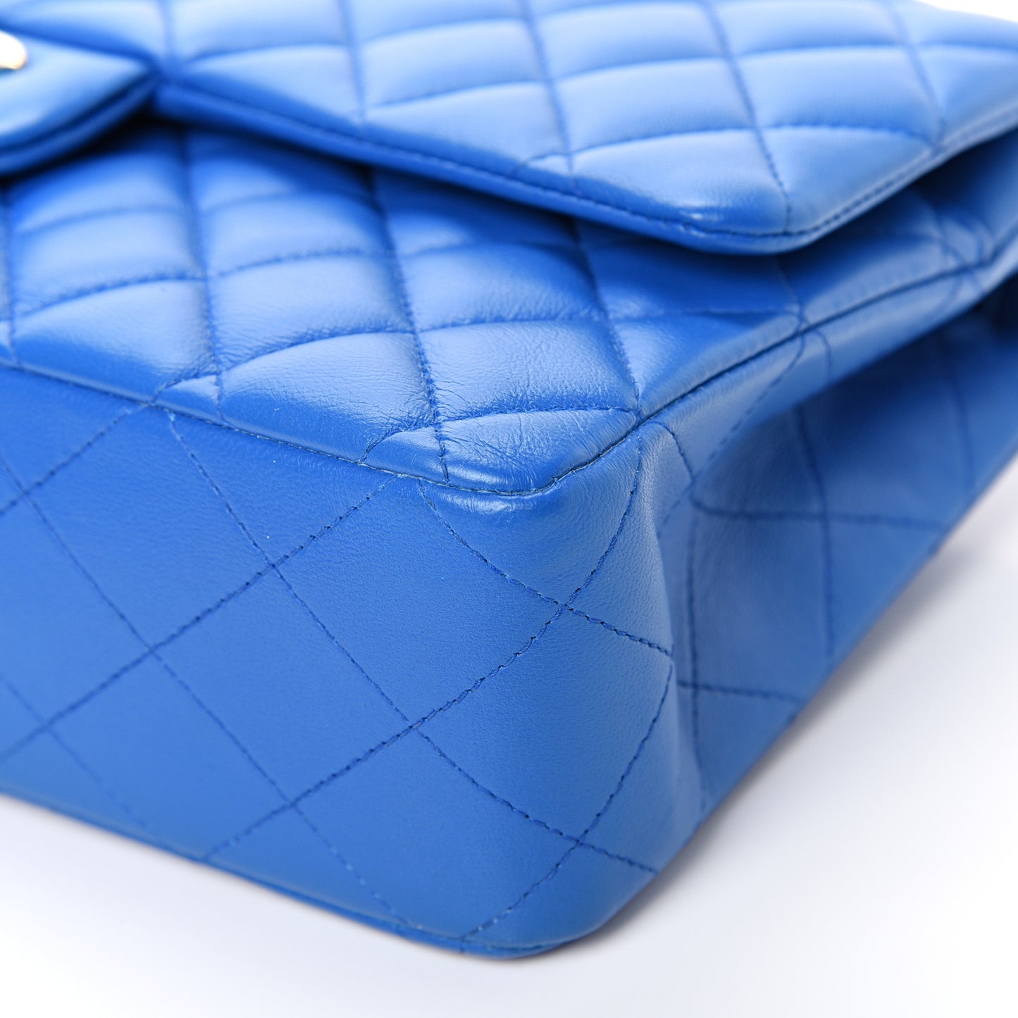Lambskin Quilted Medium Double Flap Blue