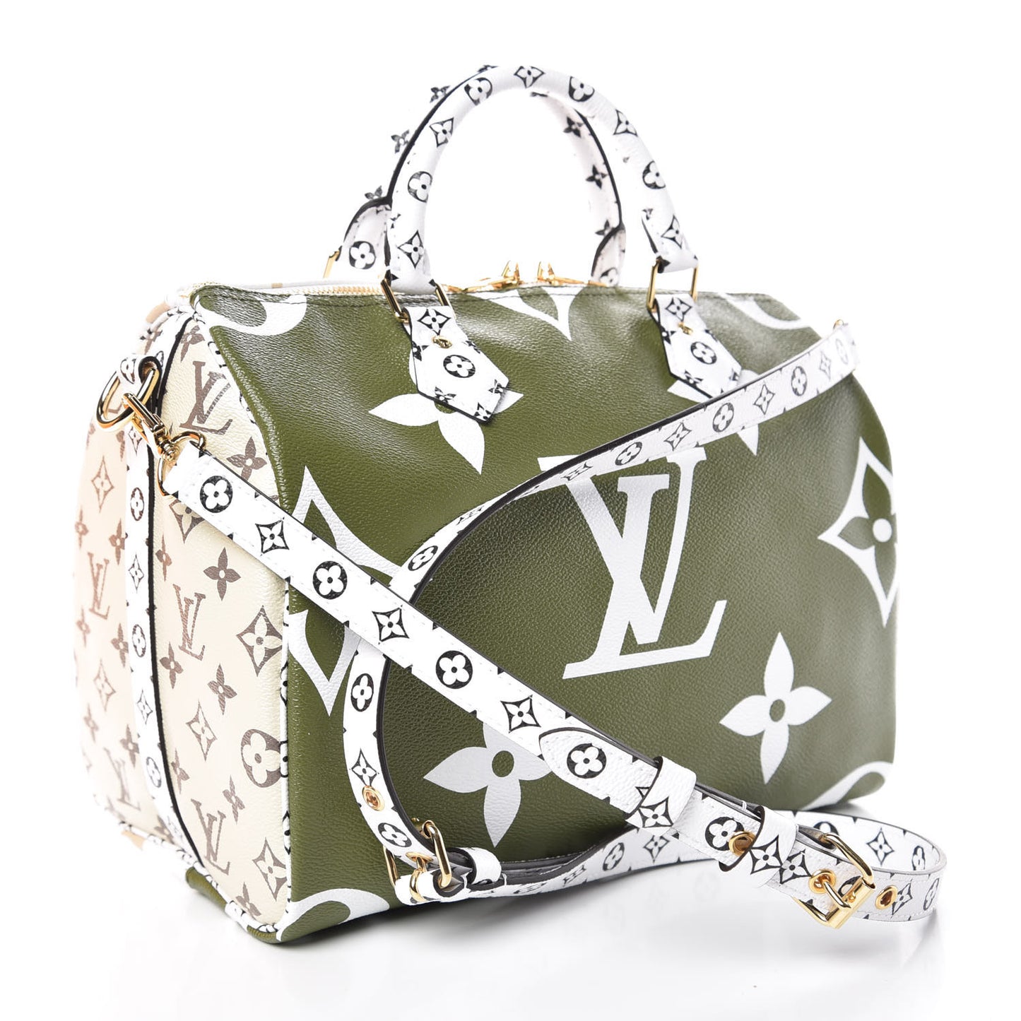 Monogram Giant Speedy Bandouliere 30 Kaki Beige