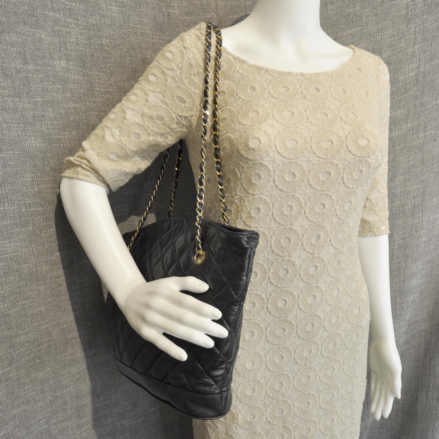Lambskin Quilted Shopper Tote Black GHW