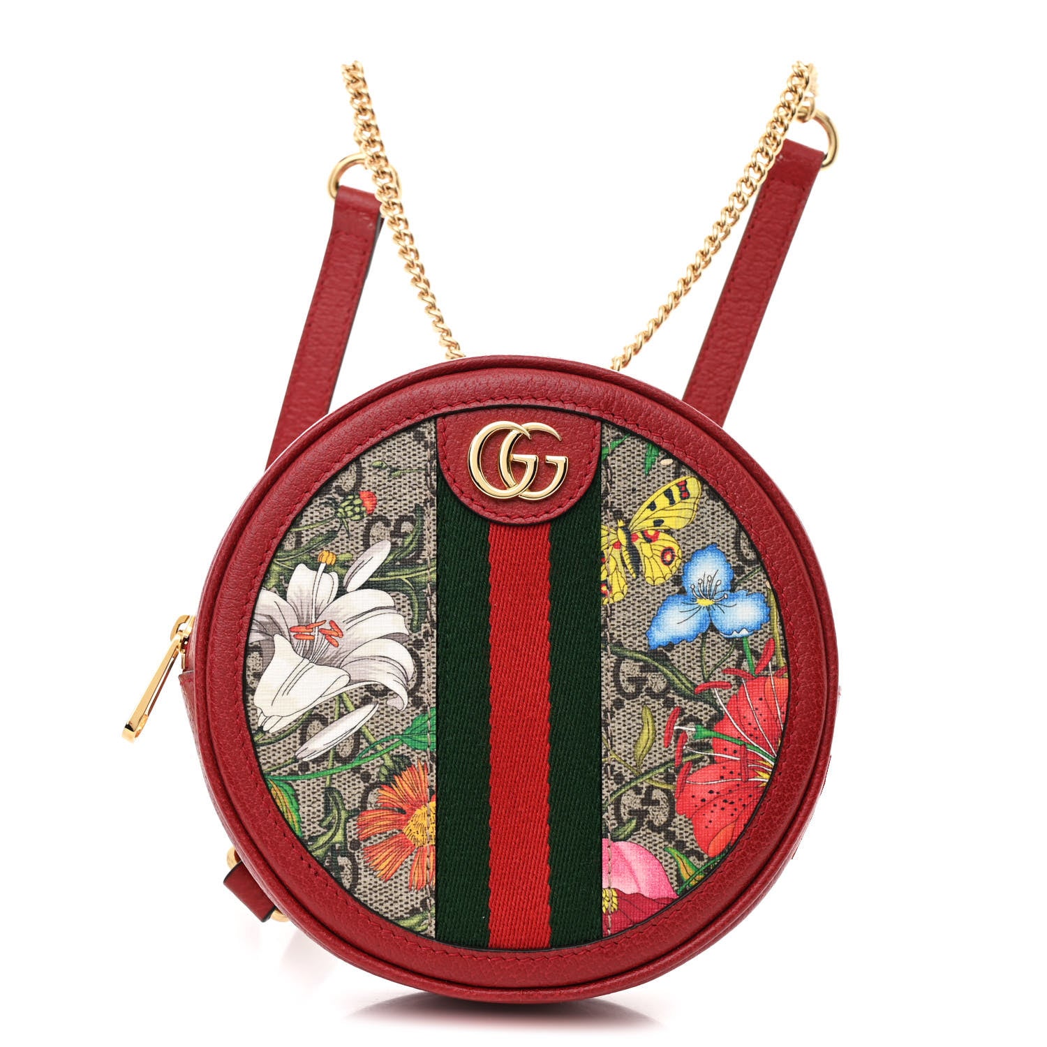 Gucci GG Supreme Monogram Web Flora Mini Ophidia Round Backpack Red 1 of 11