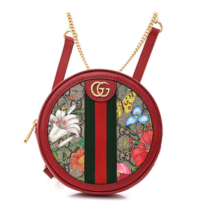 Gucci GG Supreme Monogram Web Flora Mini Ophidia Round Backpack Red 1 of 11