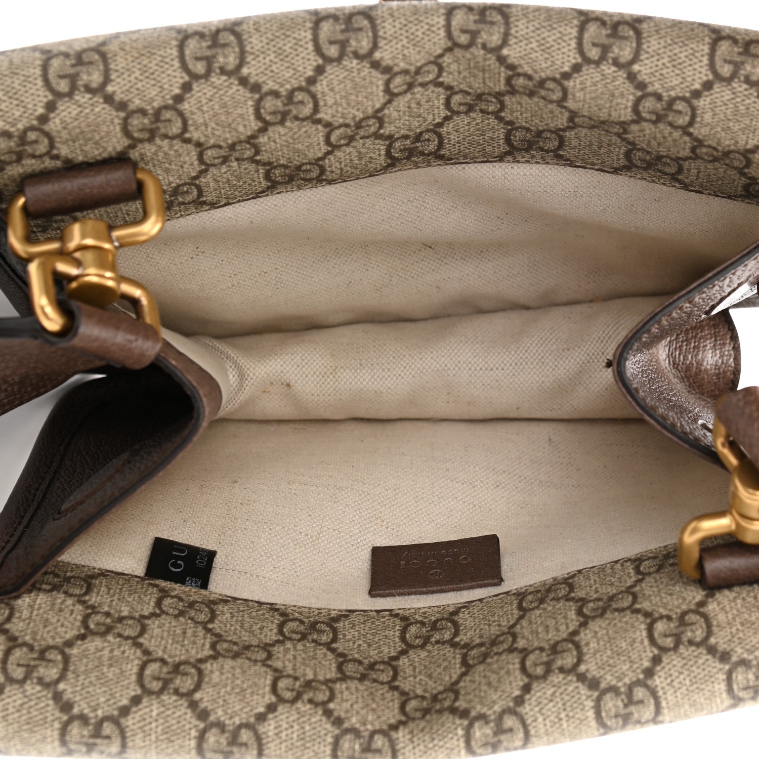 Gucci GG Supreme Monogram Web Small Neo Vintage Double Flap Messenger Bag Beige New Acero 4 of 7