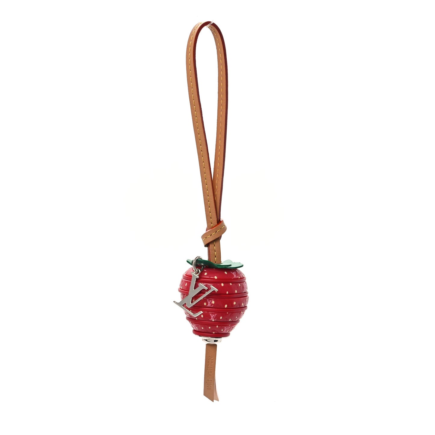 Calfskin Resin Strawberry Bag Charm Red