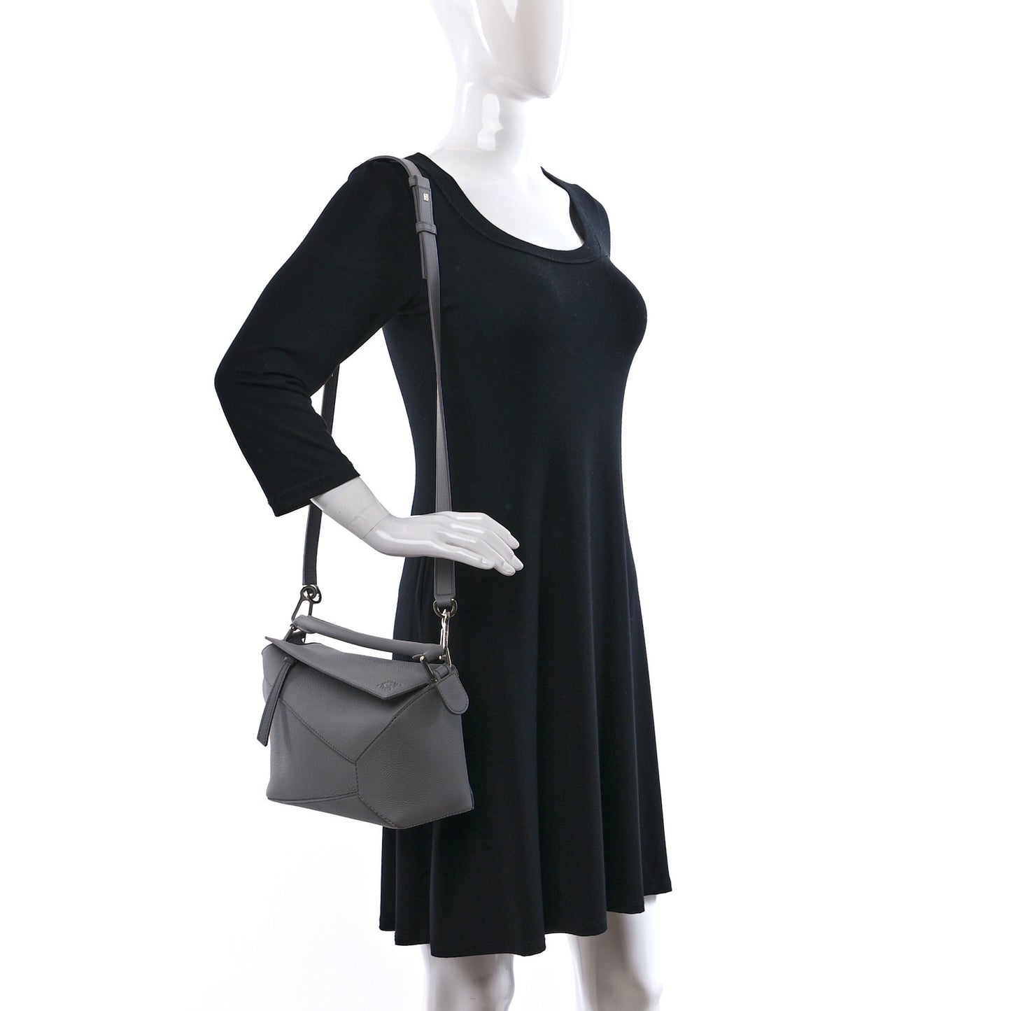 Soft Grained Calfskin Small Puzzle Edge Bag Pearl Grey