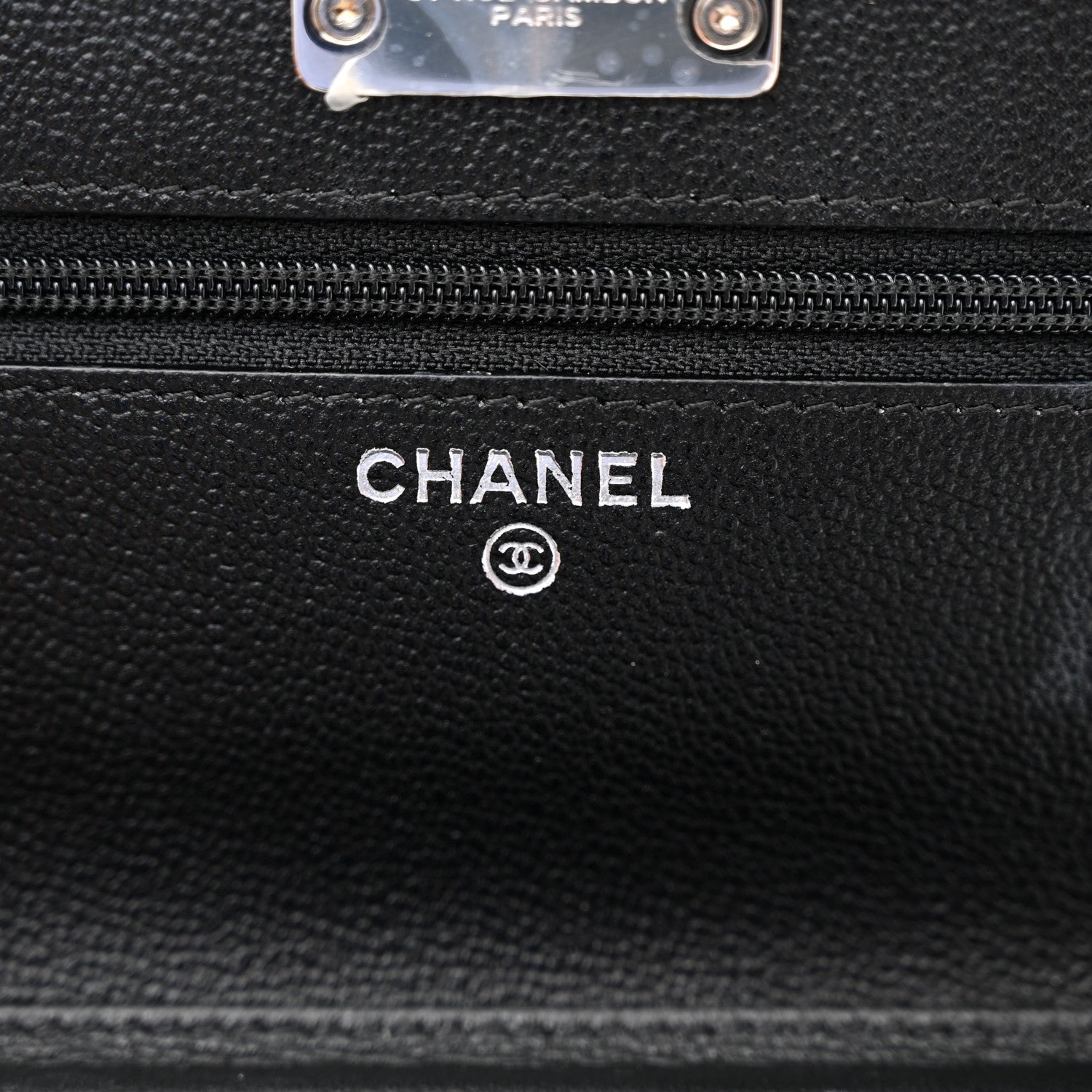 Chanel Grained Calfskin Quilted CC Box Wallet On Chain WOC Black 6 of 12