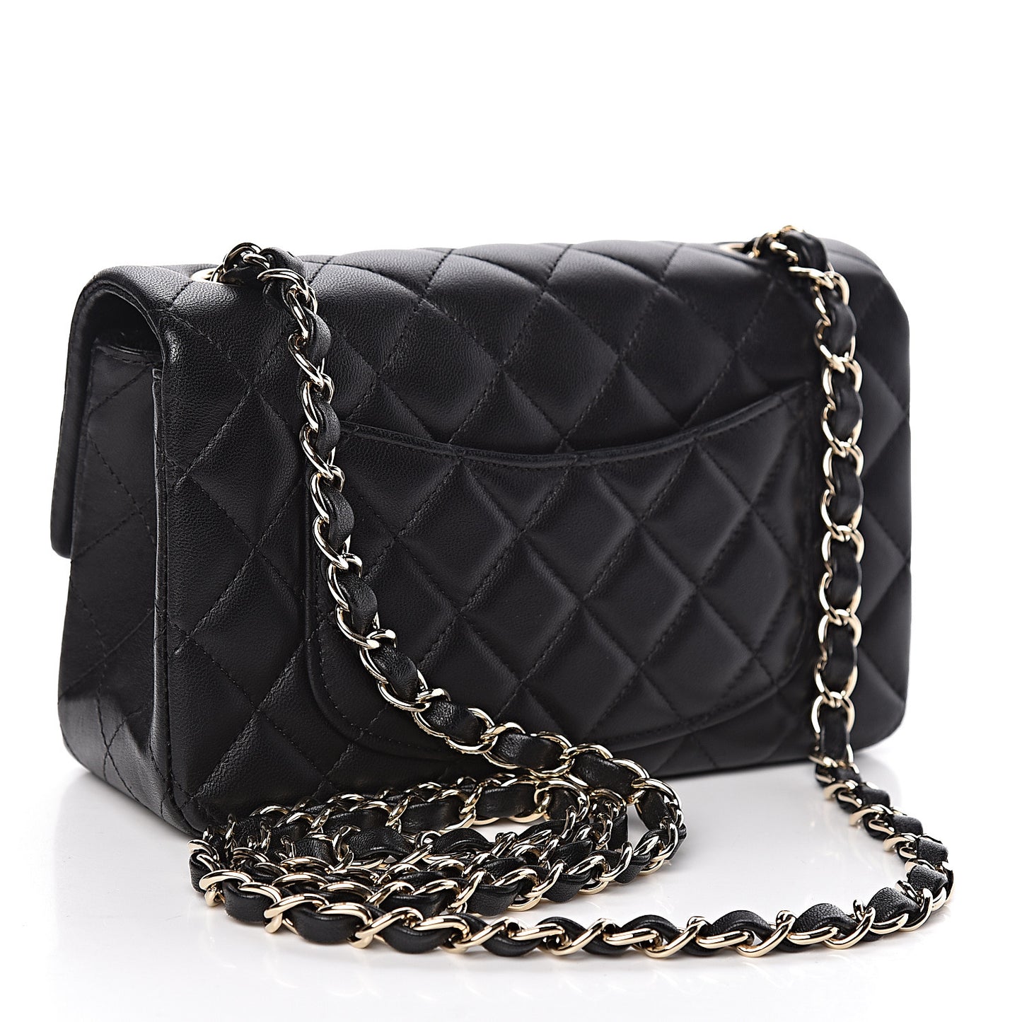 Lambskin Quilted Mini Rectangular Flap Black