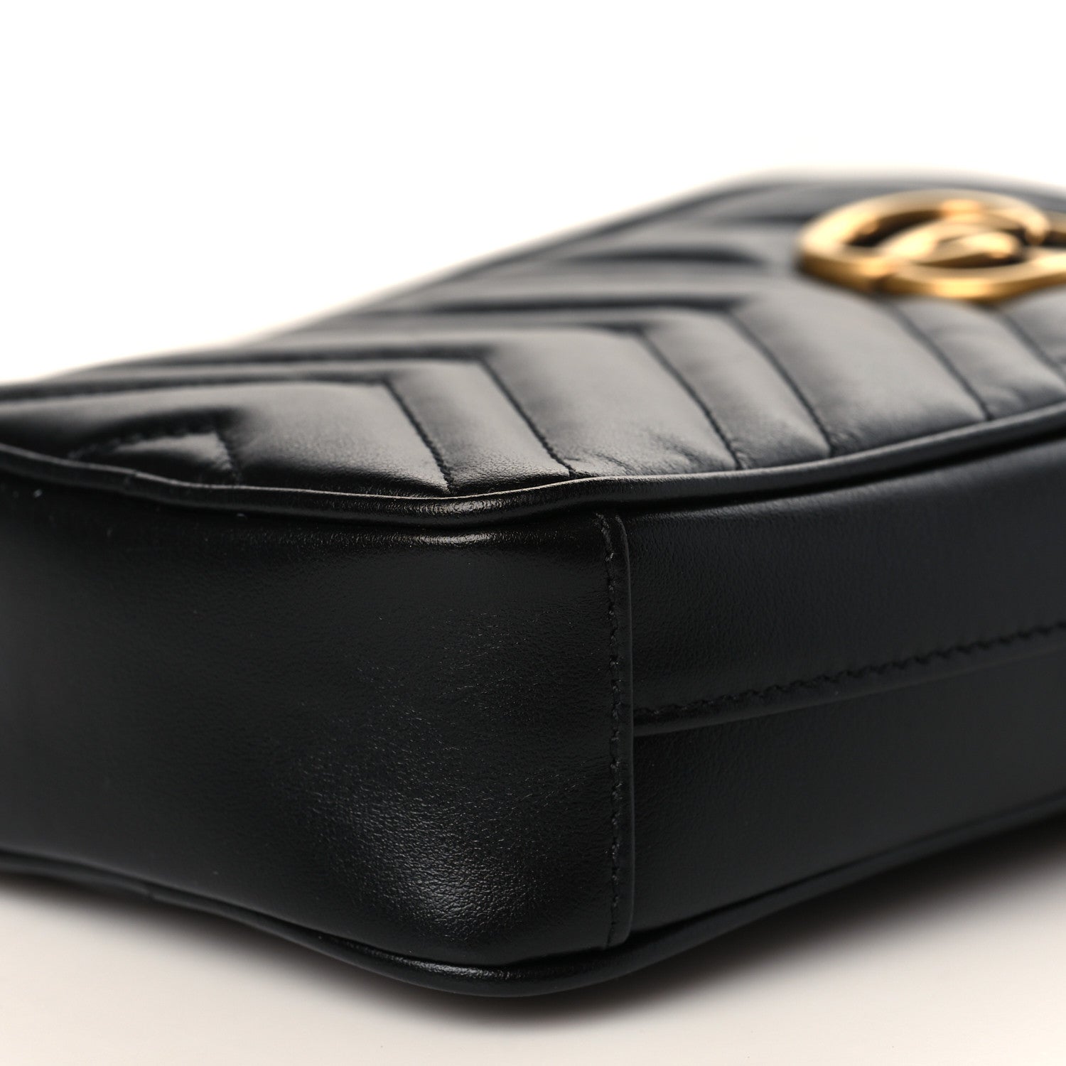 Gucci Calfskin Matelasse Mini GG Marmont Crossbody Bag Black 9 of 10