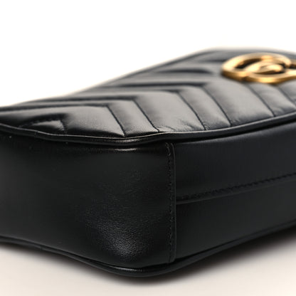 Gucci Calfskin Matelasse Mini GG Marmont Crossbody Bag Black 9 of 10