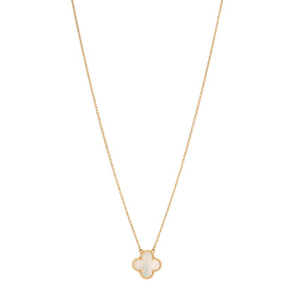 Van Cleef & Arpels 18K Yellow Gold Mother of Pearl Vintage Alhambra Pendant Necklace 1 of 5