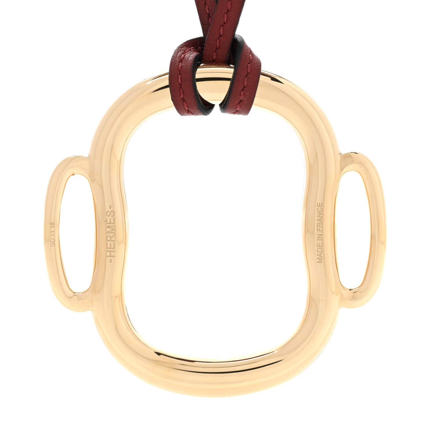 Hermes Permabrass Swift Bouclerie Pendant Necklace Gold Rouge H 4 of 7