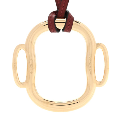 Hermes Permabrass Swift Bouclerie Pendant Necklace Gold Rouge H 4 of 7