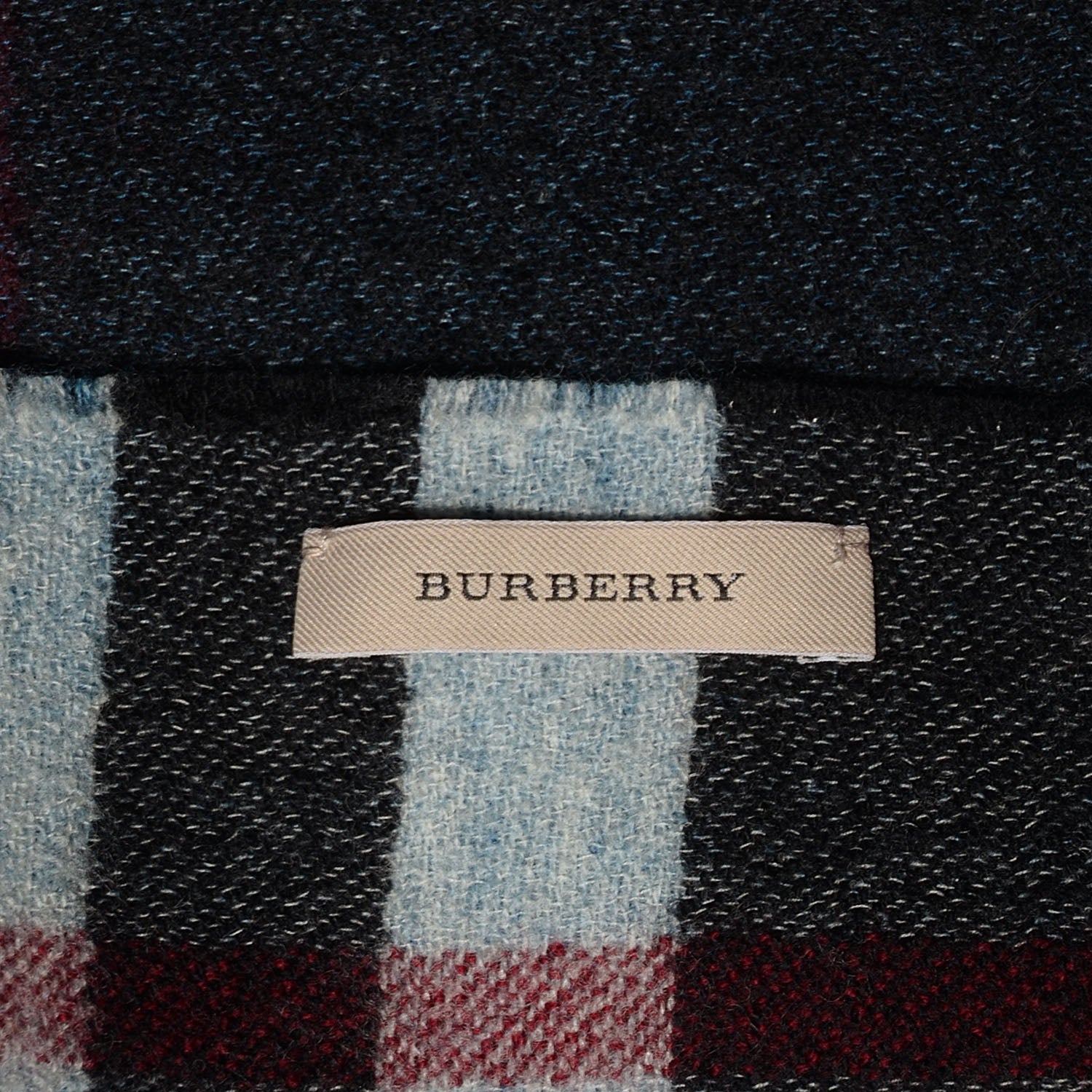 Burberry Wool Reversible Color Check Scarf Blue Stone 4 of 5