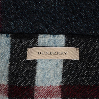 Burberry Wool Reversible Color Check Scarf Blue Stone 4 of 5
