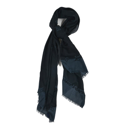 Louis Vuitton Cashmere Silk Monogram Stole  Black Grey 1 of 3
