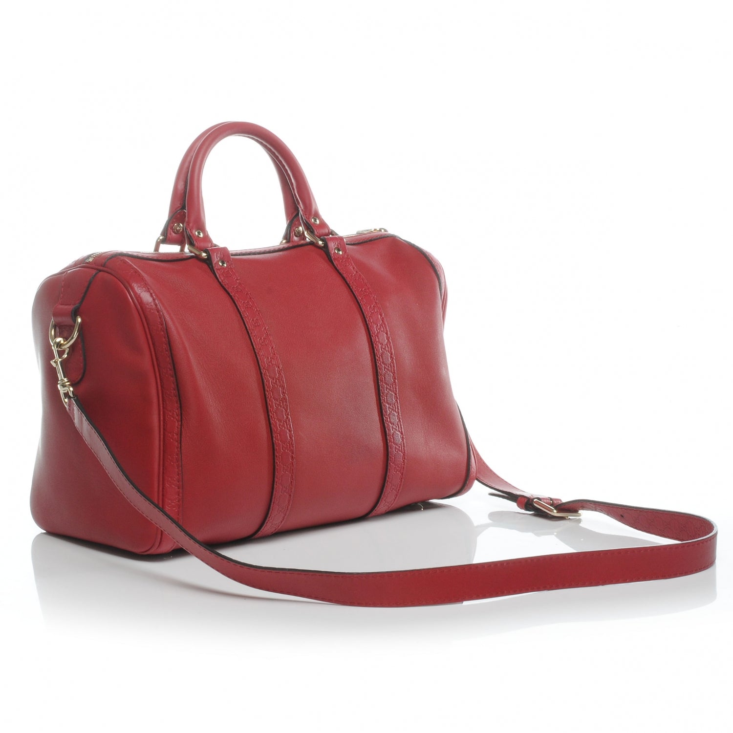 Gucci Leather Vintage Web Medium Boston Red 3 of 13