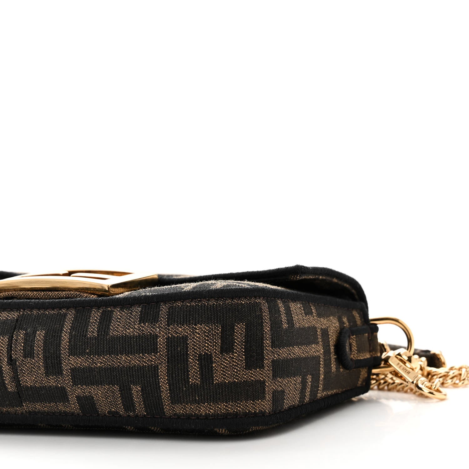Fendi Fabric Jacquard FF 1974 Mini Baguette Tobacco Moro Black 11 of 12