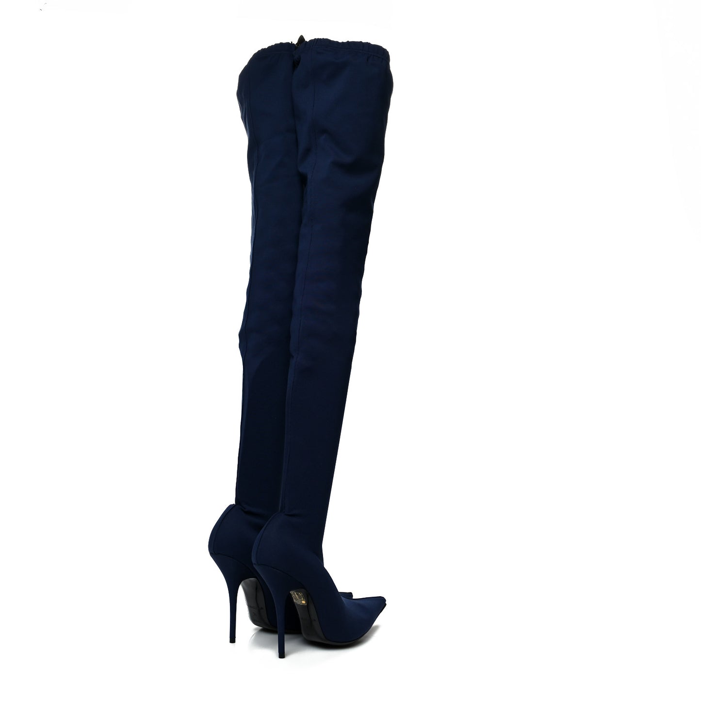 Crepe Jersey Pointed Toe Knife Thigh High Boots 38 Bleu Nuit