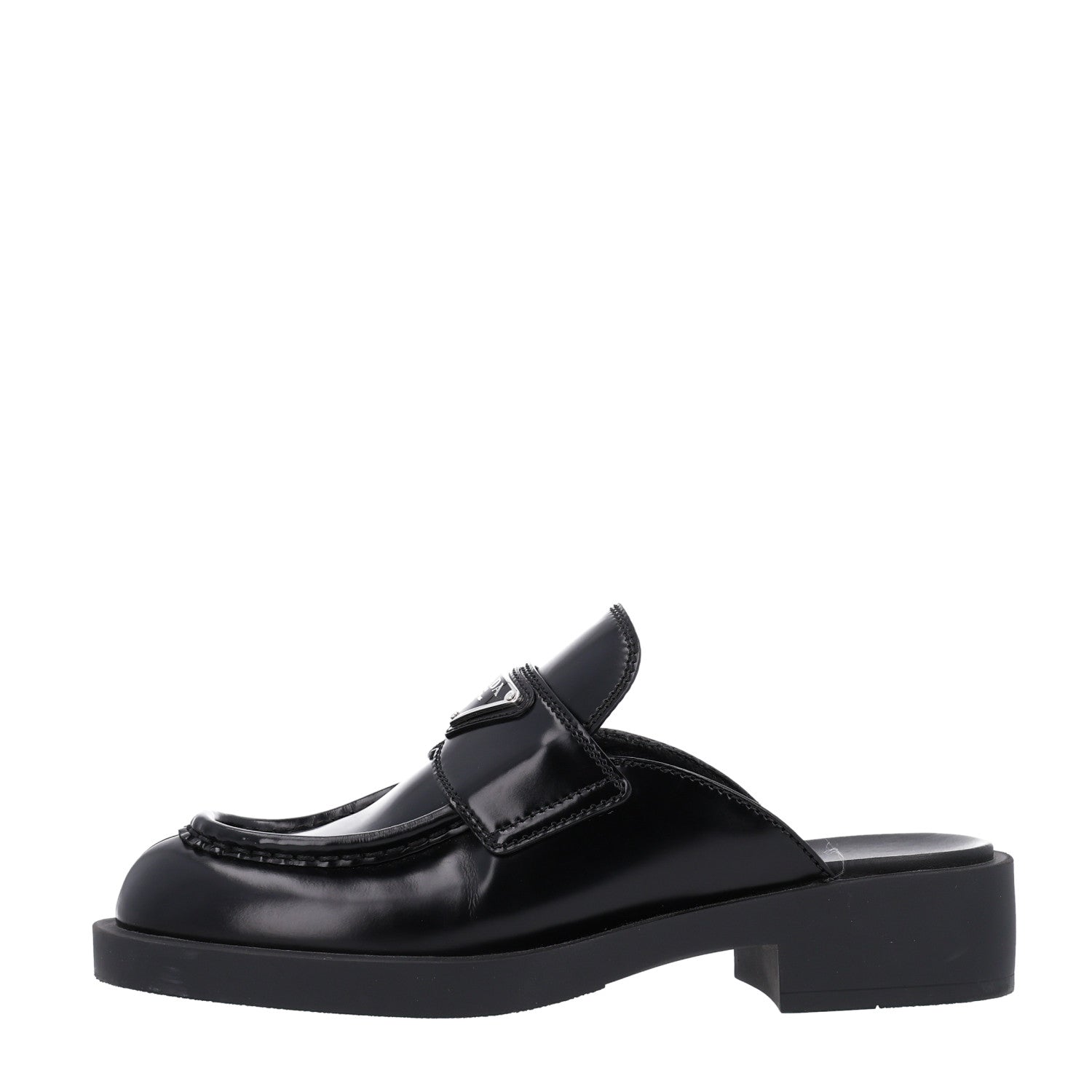 Prada Spazzolato Triangle 40mm Loafer Mules 35 Black 1 of 10