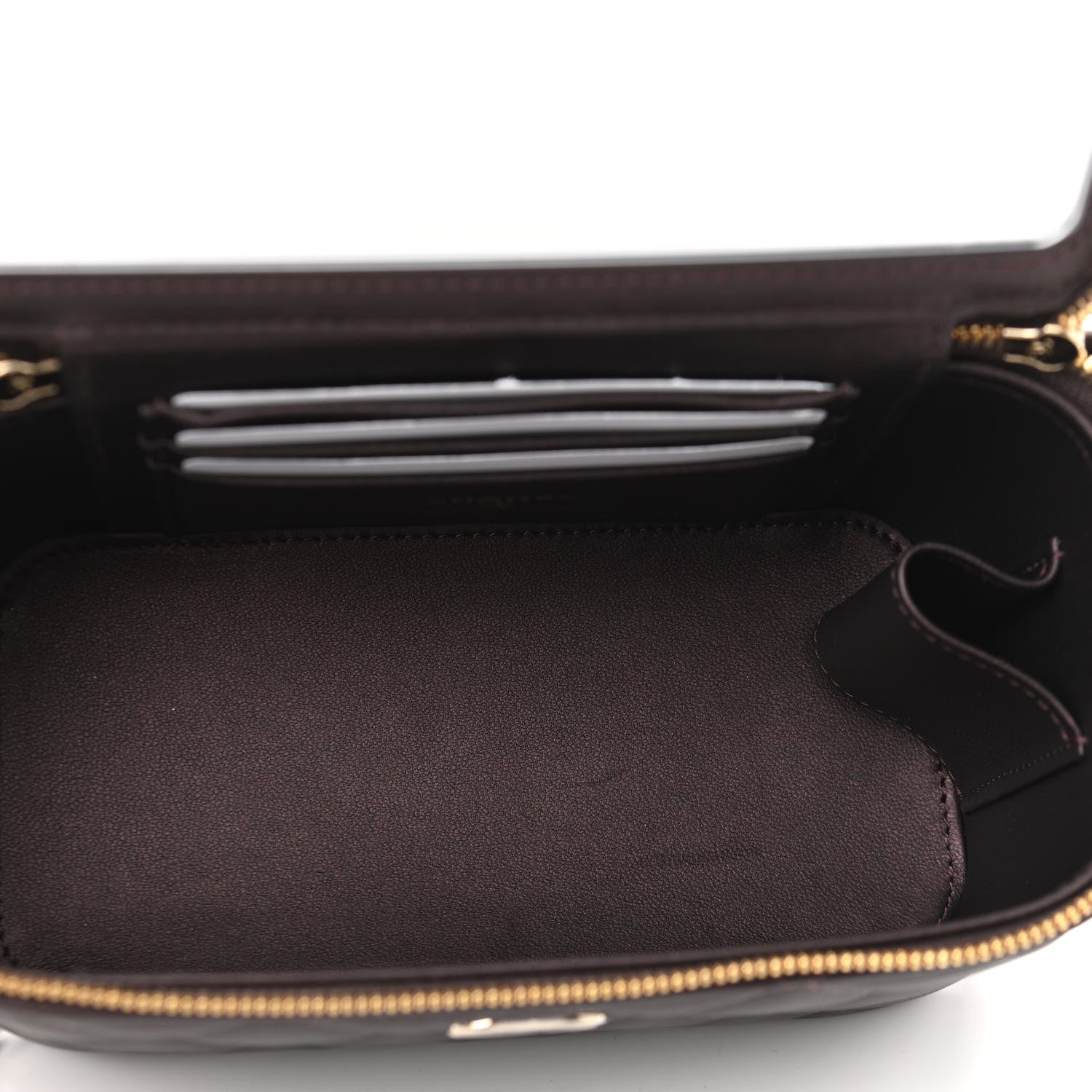 Chanel Iridescent Lambskin Quilted Small Top Handle Vanity Case With Chain Burgundy 5 of 12