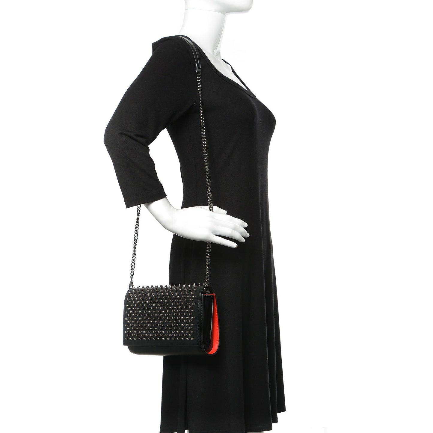Calfskin Patent Spikes Paloma Clutch Black