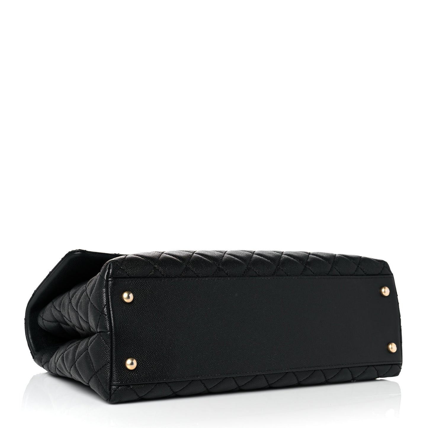 Caviar Lizard Quilted Medium Coco Handle Flap Black