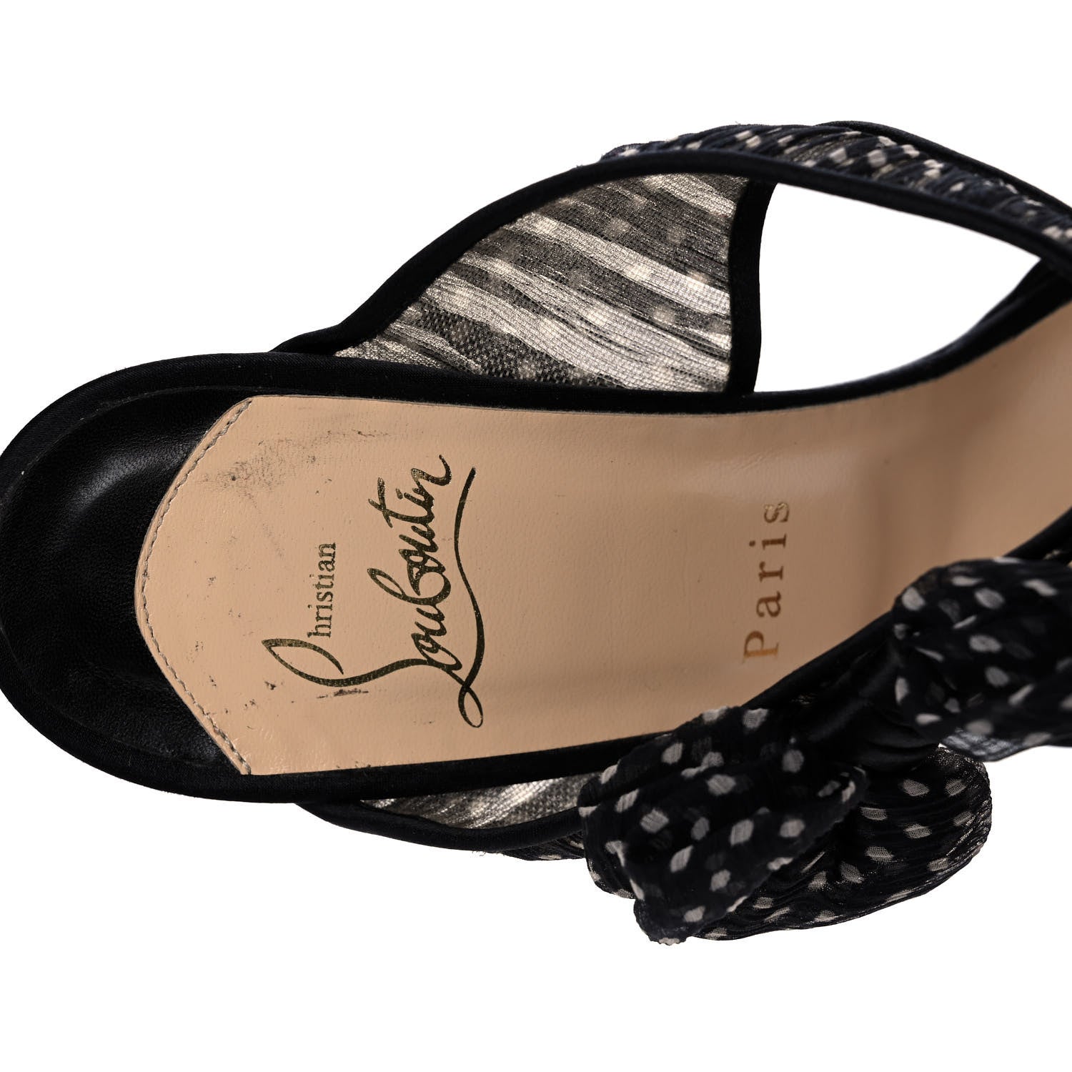 Christian Louboutin Crepe Satin Chiffon Miss Chief Bow 100 Pumps 39 Black 7 of 8