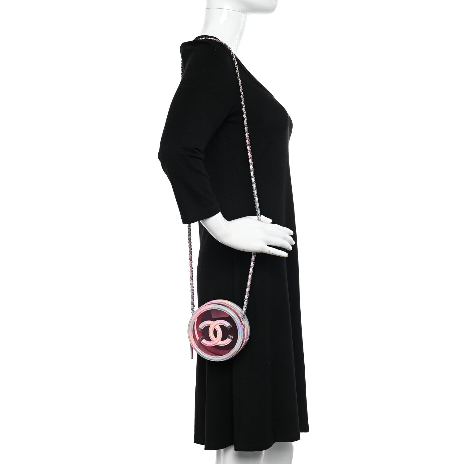 Chanel PVC Lambskin Filigree Round Clutch With Chain Pink 2 of 10